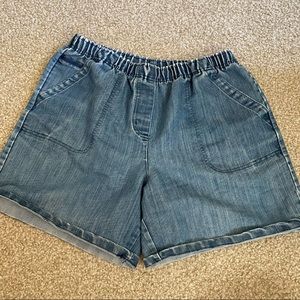Covington Retro High Waist Jean Shorts with Elastic Band